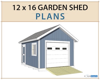 12x16 Shed w/ Garage Door DIY Plans - Large Shed Roll Up Door Woodworking Blueprint