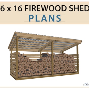 6x16 Firewood Shed Plans | 4 Cord Wood Shed DIY Plan