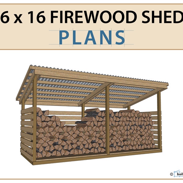 6x16 Firewood Shed Plans | 4 Cord Wood Shed DIY Plan