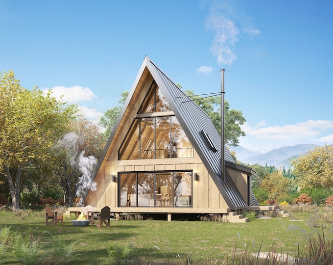 A-frame Cabin 4 Bedrooms, 2 Bathrooms Architecture Build Plans, 1736SF ...