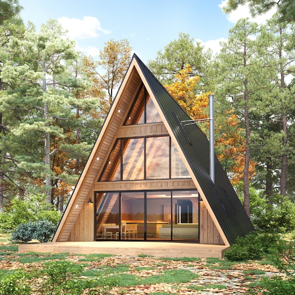 28 'x 46' Piani architettonici per cabine grandi e moderne con struttura ad A - Progetto cabina 1400SF 3BD personalizzato PDF