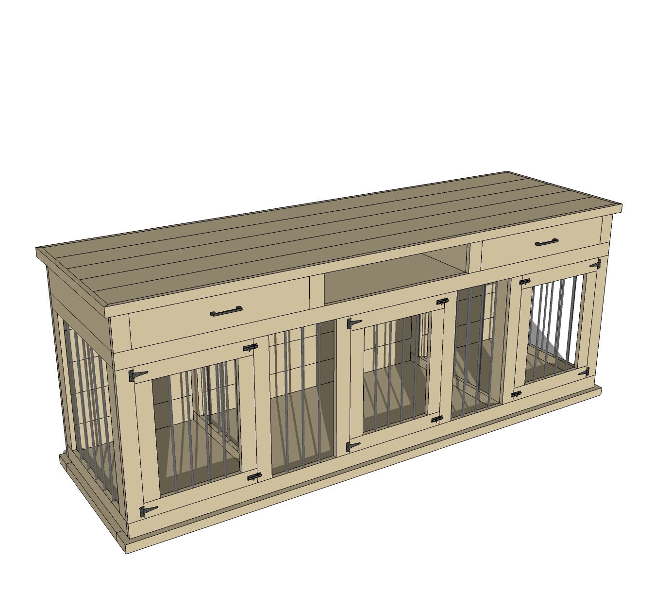 DIY Plans for Triple Dog Kennel TV Stand Extra Large Wooden Etsy