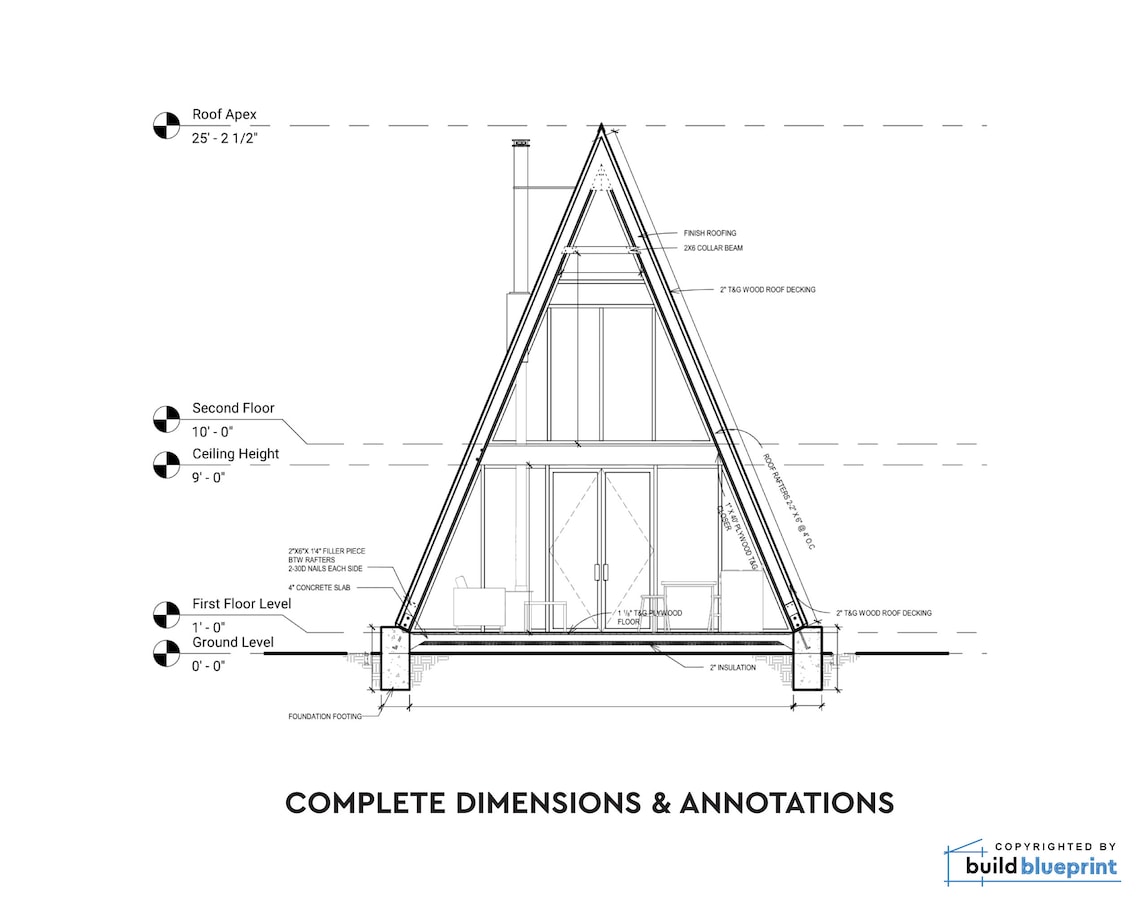 20' X 28' Modern Aframe Cabin Architectural Plans Etsy