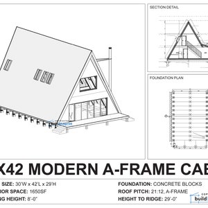 30' X 42' Modern A-frame Cabin Architectural Plans - Etsy