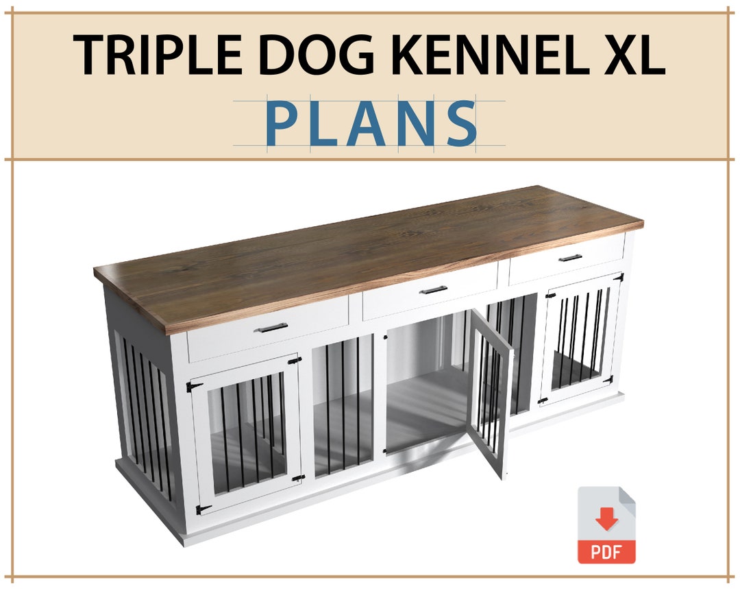 DIY Plans for Triple Dog Kennel TV Stand Extra Large Wooden Dog Crate
