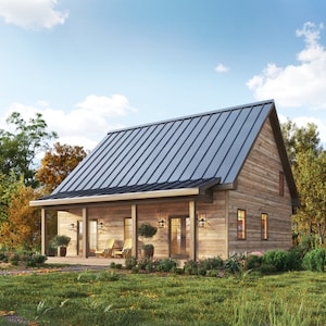 34&#39; x 36&#39; Spruce Cabin 2 Bedroom Architectural Plans - Custom 1650SF Modern Cottage Blueprint
