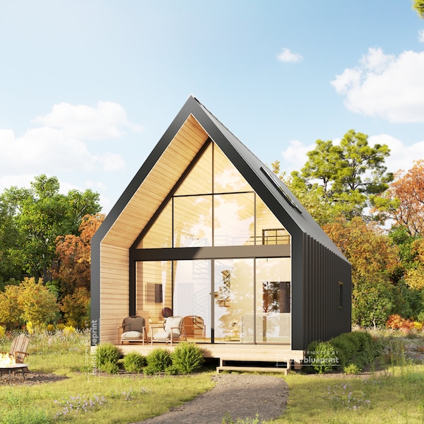 20' x 30' Walden Cabin Architectural Plans - Custom 820SF A-frame House Blueprint Set