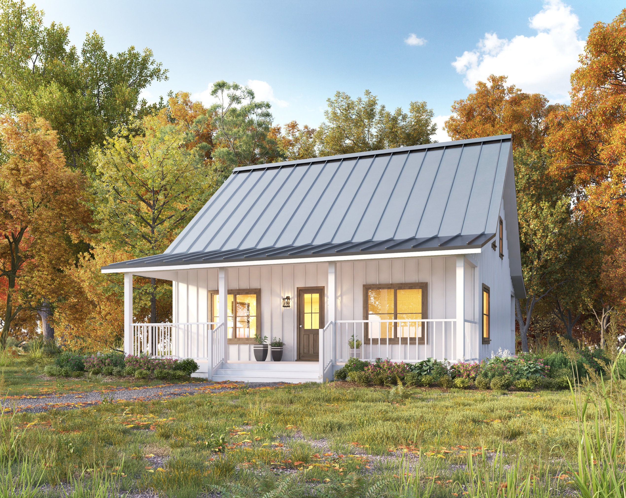 32' x 32' Alpine Cabin w/ Full Loft Architectural Plans - Custom 1400SF Modern Cottage Blueprint