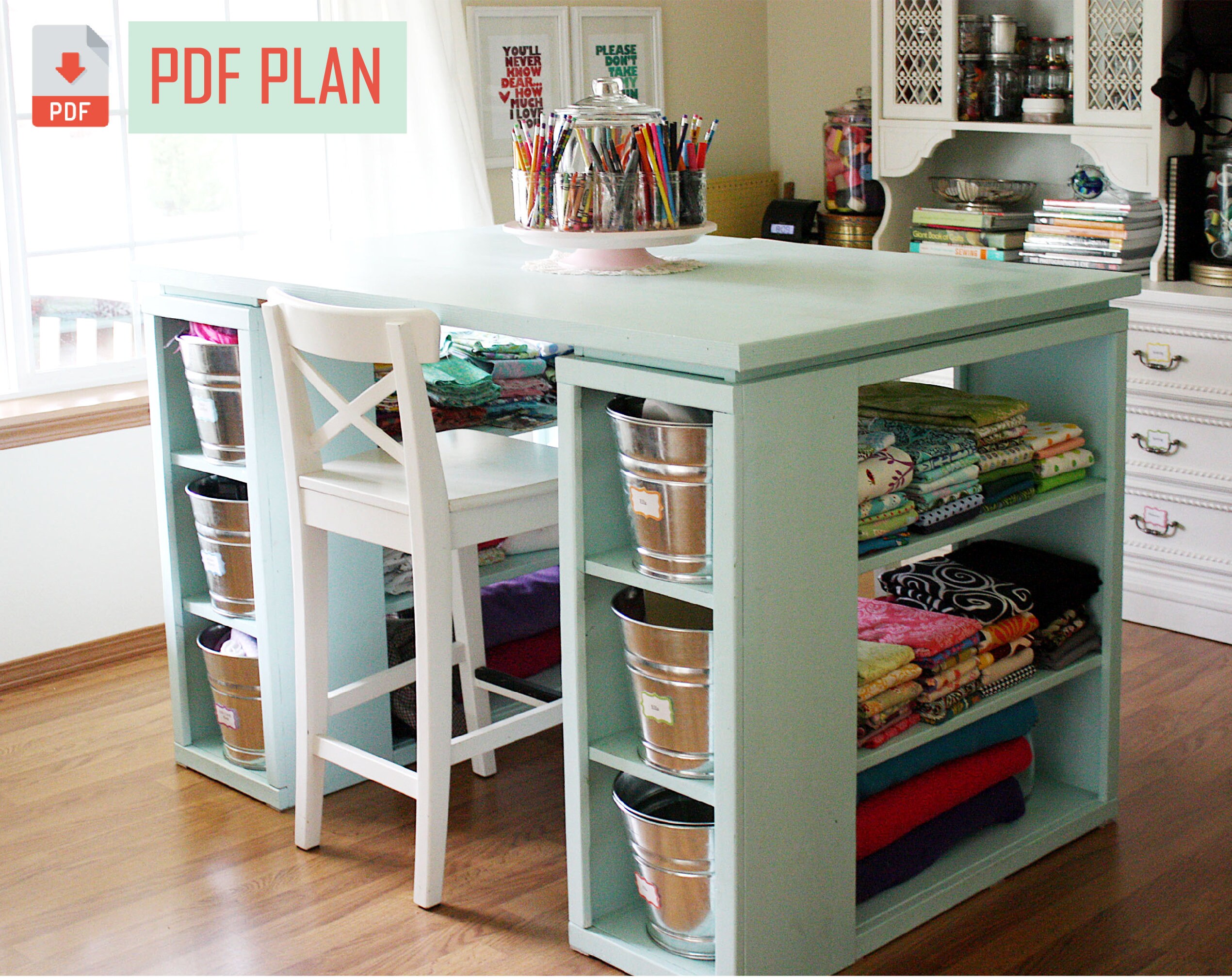 art craft table with storage
