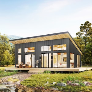Architectonische plattegronden 24 x 36 inch - Custom 864SF huisblauwdruk met 2 slaapkamers