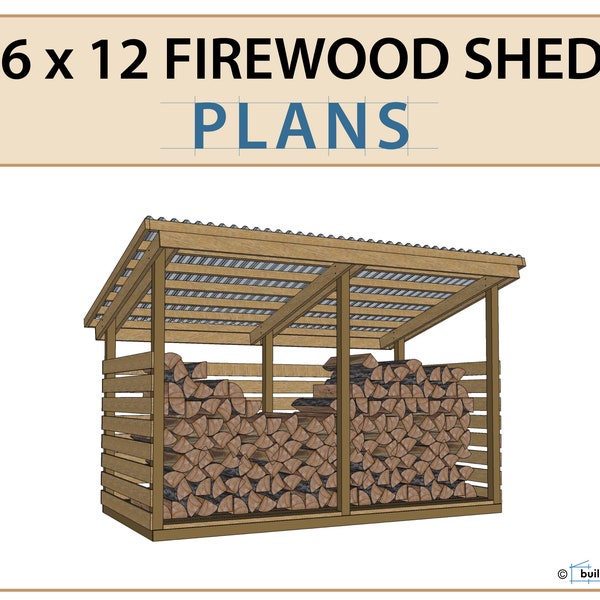 6x12 Firewood Shed Plans | 3 Cord Wood Shed DIY Plan