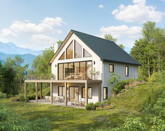 35 'x 35' Hilltop Hideout Architekturpläne - Walkout oder Vollkeller-Optionen