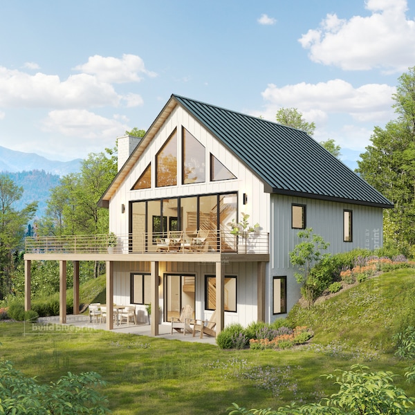 35 'x 35' Hilltop Versteck Architekturpläne - Walkout- oder Vollkelleroptionen