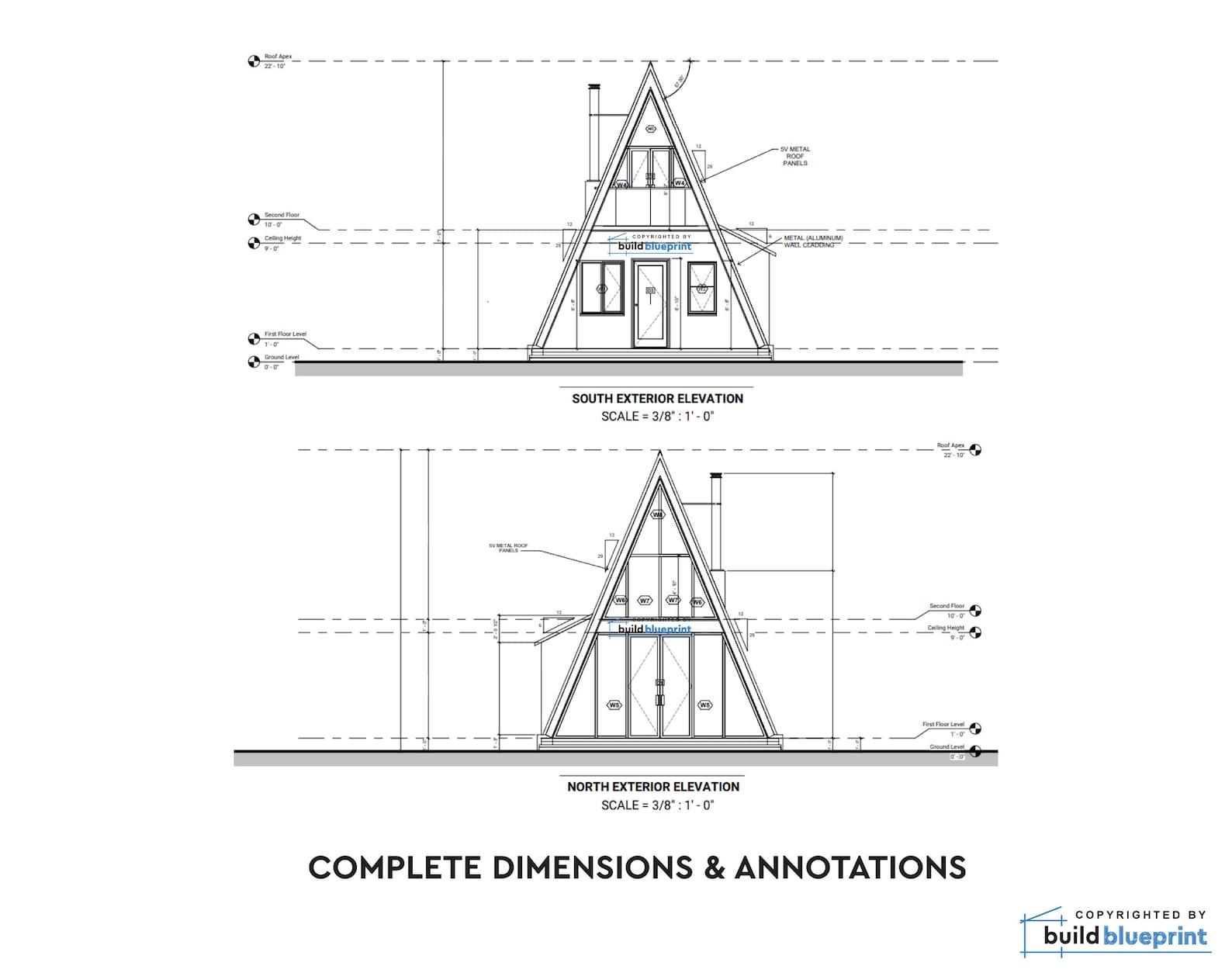 18' X 24' Modern Aframe Cabin Architectural Plans Etsy
