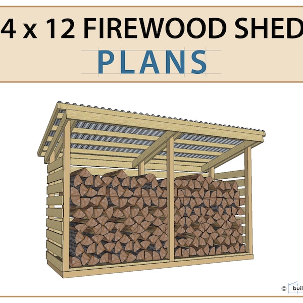 4x12 Firewood Shed Plans | 1.5 Cord Wood Shed DIY Build
