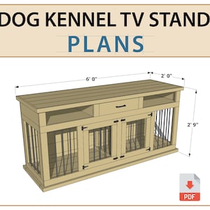 DIY Plans for Double Dog Kennel TV Stand - Wooden Dog Crate Entertainment Center Digital PDF