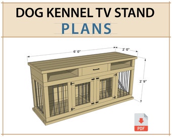 DIY Plans for Double Dog Kennel TV Stand - Wooden Dog Crate Entertainment Center Digital PDF