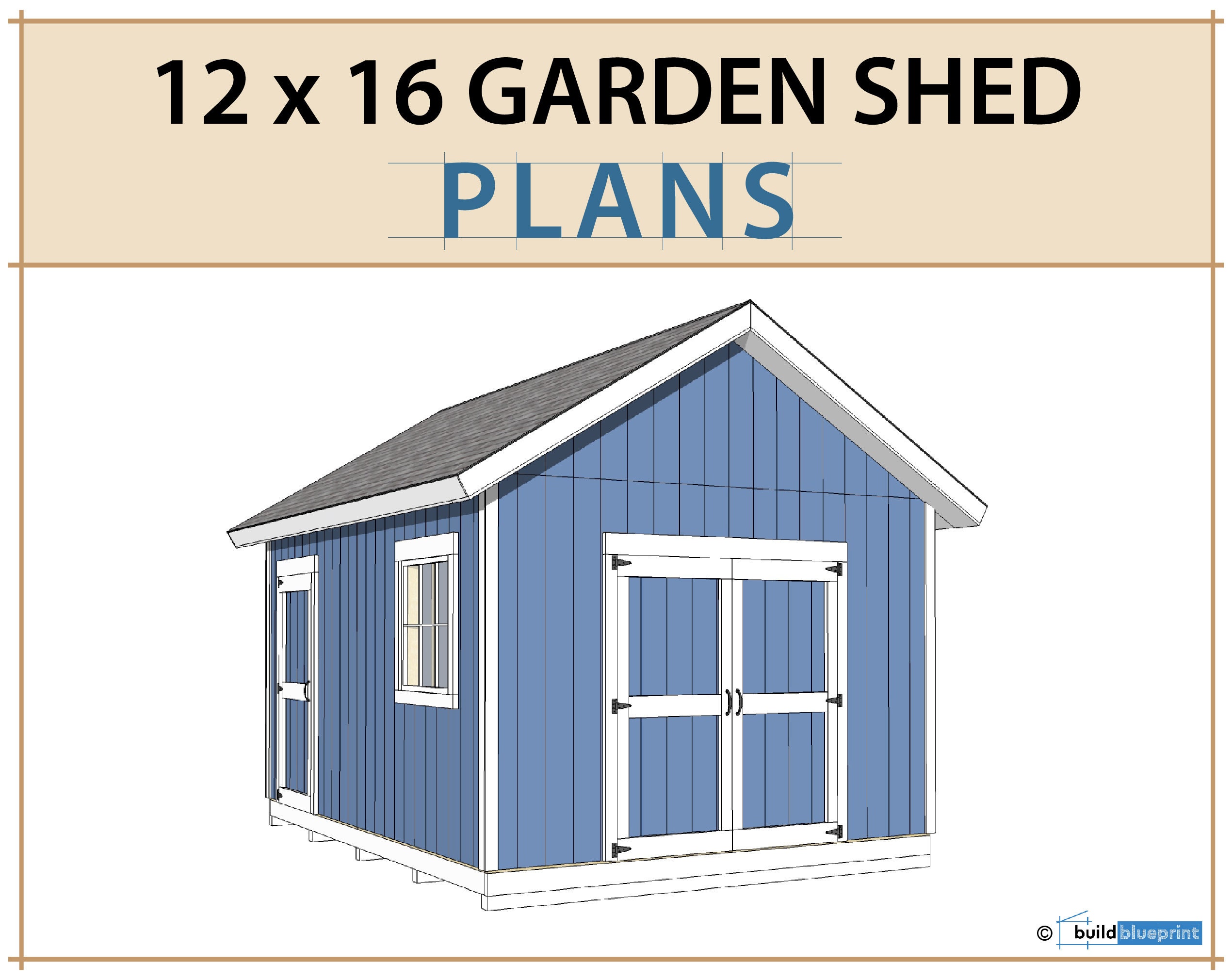 Diy Plans For 12X16 Garden Shed Large Shed Woodworking - Etsy