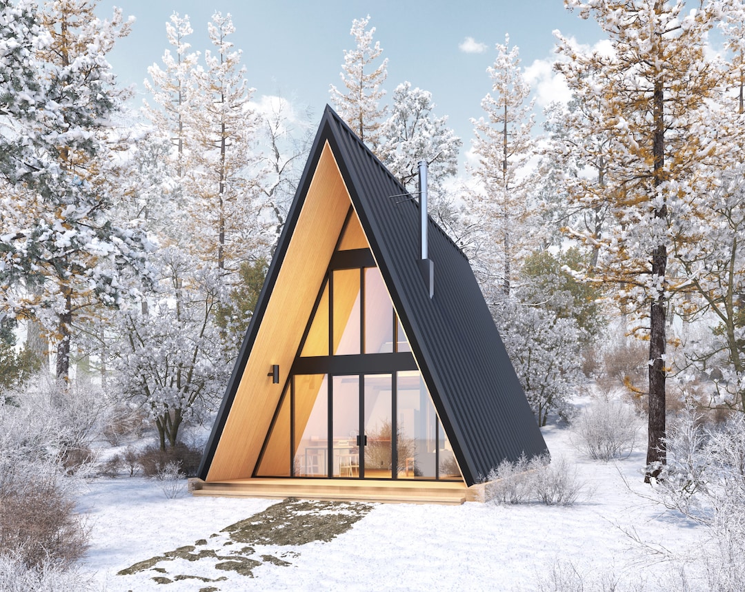 20' X 28' Modern Aframe Cabin Architectural Plans Custom 690SF Cabin