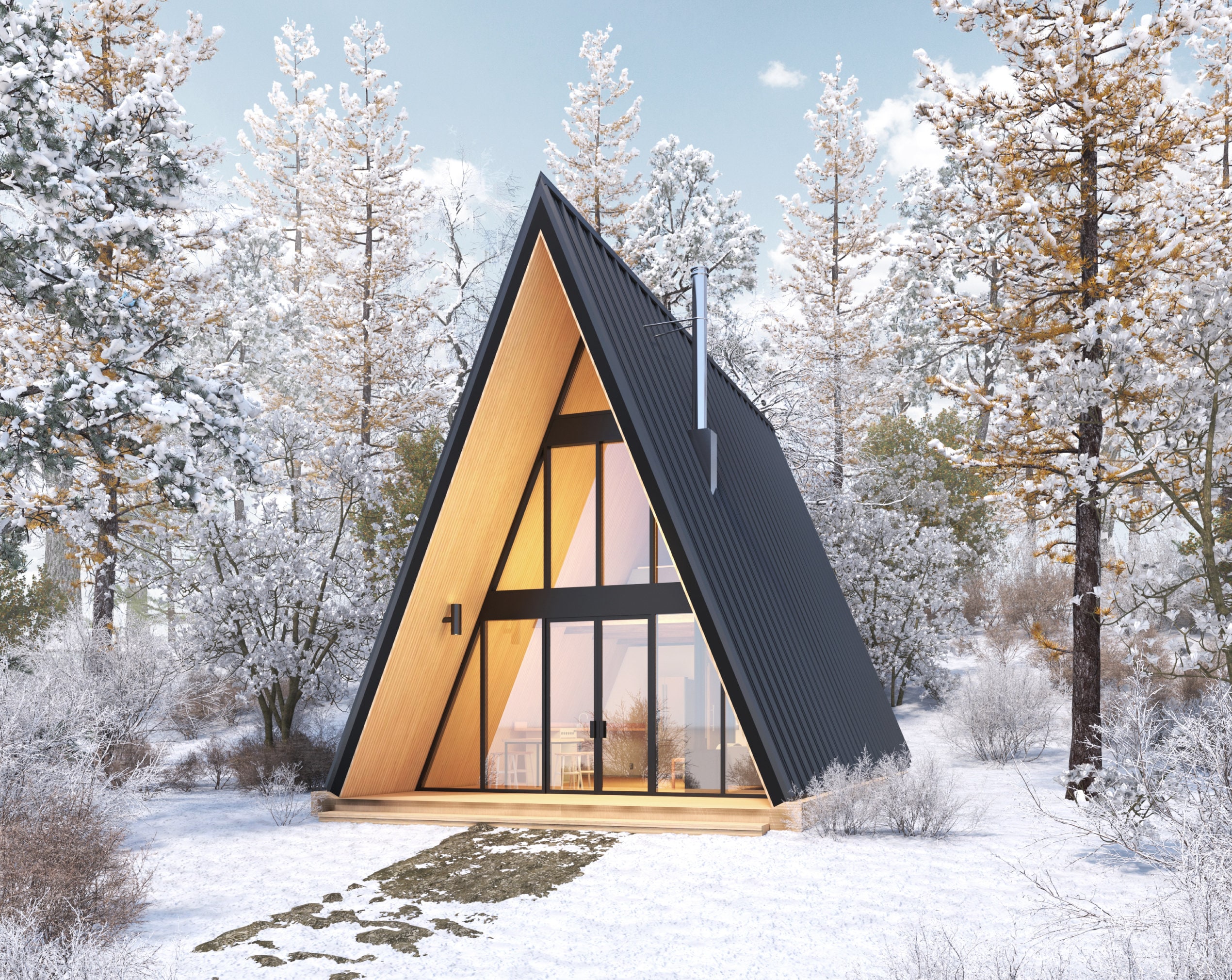 20' X 28' Modern Aframe Cabin Architectural Plans Etsy