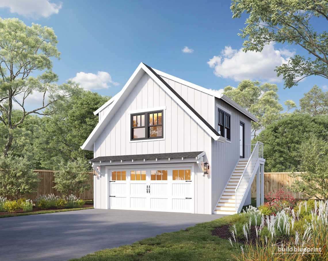 Detached 22'x22' Two Car ADU Garage Loft Architectural - Etsy