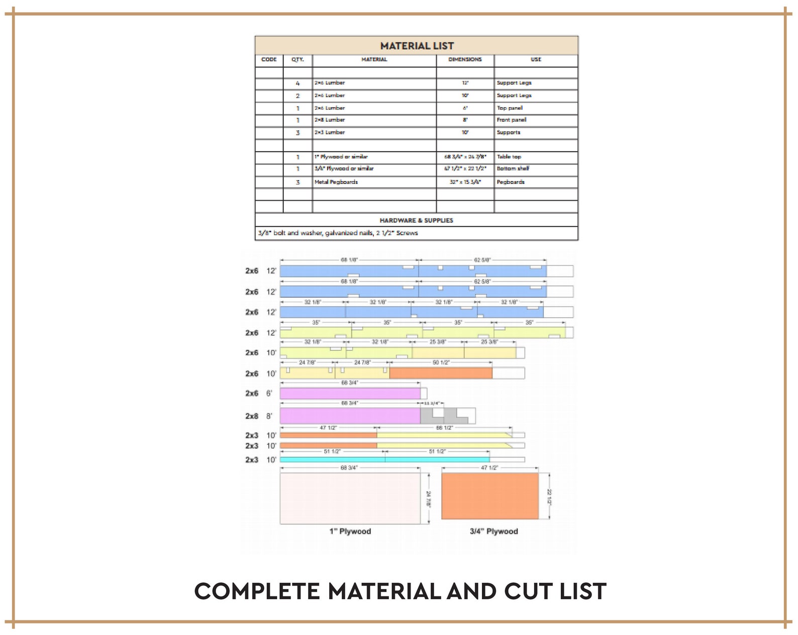 Tool Rack Writen Chart.pdf Heavy Duty Workbench DIY Plans - Instant Download PDF - Etsy