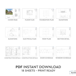 20' x 26' Adirondack Cabin w/ Loft Bedroom Architectural Plans - Custom 650SF Modern Cabin Blueprint image 10