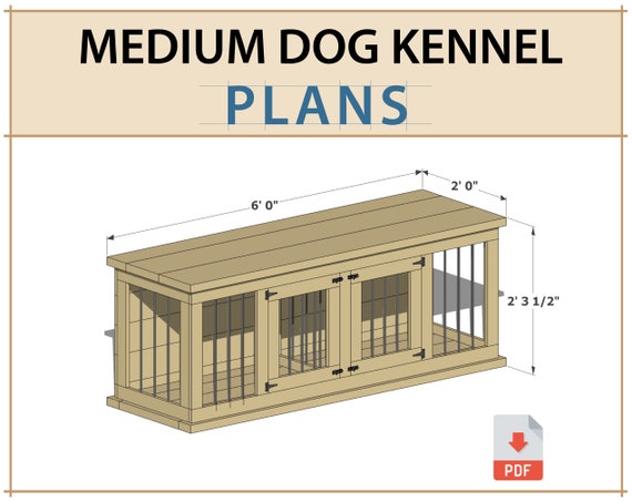 Digital Plans for Medium Double Dog Kennel DIY Wooden Dog Crate Furniture Etsy Canada