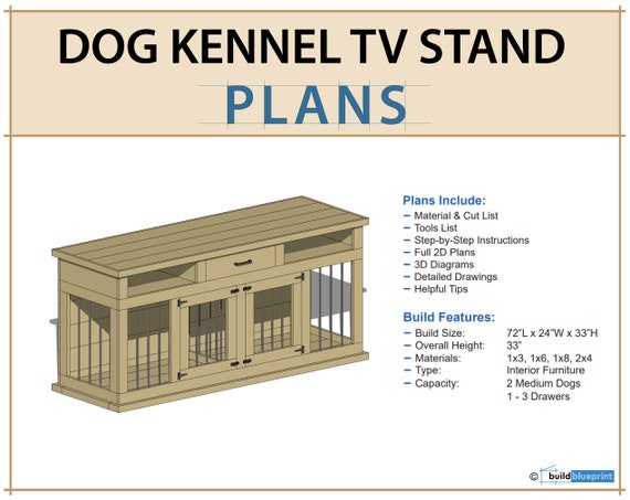 DIY Plans Double Kennel TV Wooden Dog Crate - Etsy