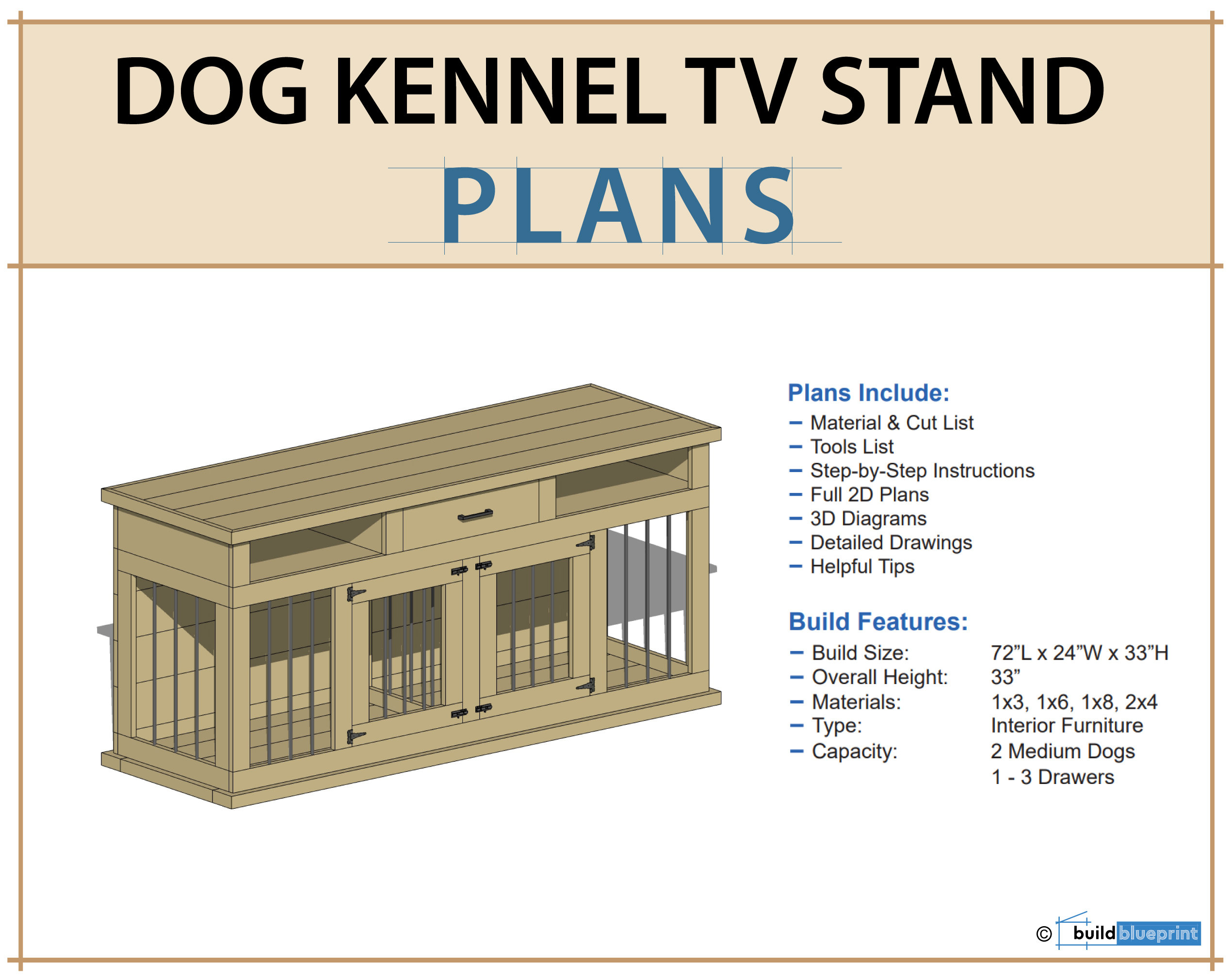 DIY Plans for Double Dog Kennel TV Stand Wooden Dog Crate Etsy Canada