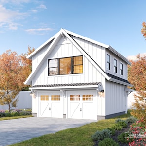 Detached 22&#39;x24&#39; ADU Garage Loft Architectural Plans - 2 Car Garage Blueprint Digital PDF