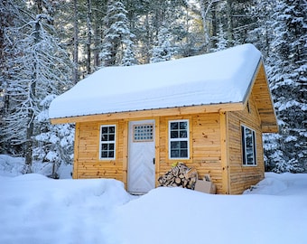 16' x 20' Redwood Cabin Loft DIY Build Plans - 320SF Tiny House Blueprint PDF