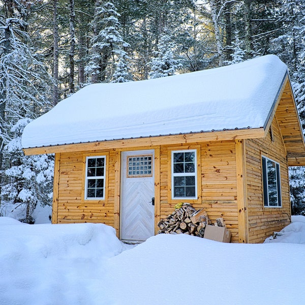 16' x 20' Redwood Cabin Loft DIY Build Plans - 320SF Tiny House Blueprint PDF