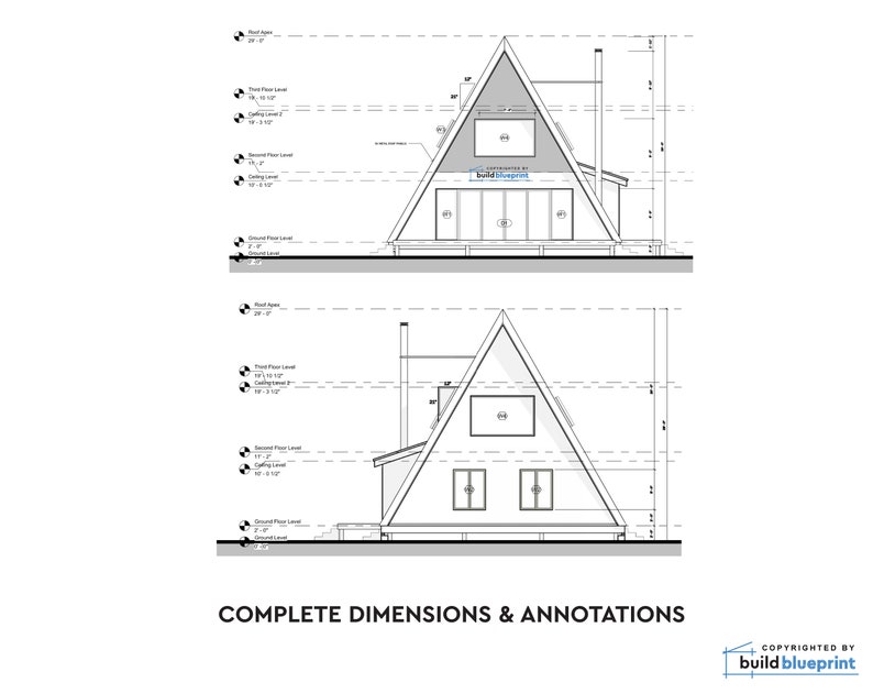 30' X 42' Modern Aframe Cabin Architectural Plans Etsy