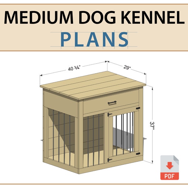 Medium Dog Kennel DIY Plans - Dog Crate Furniture Digital PDF