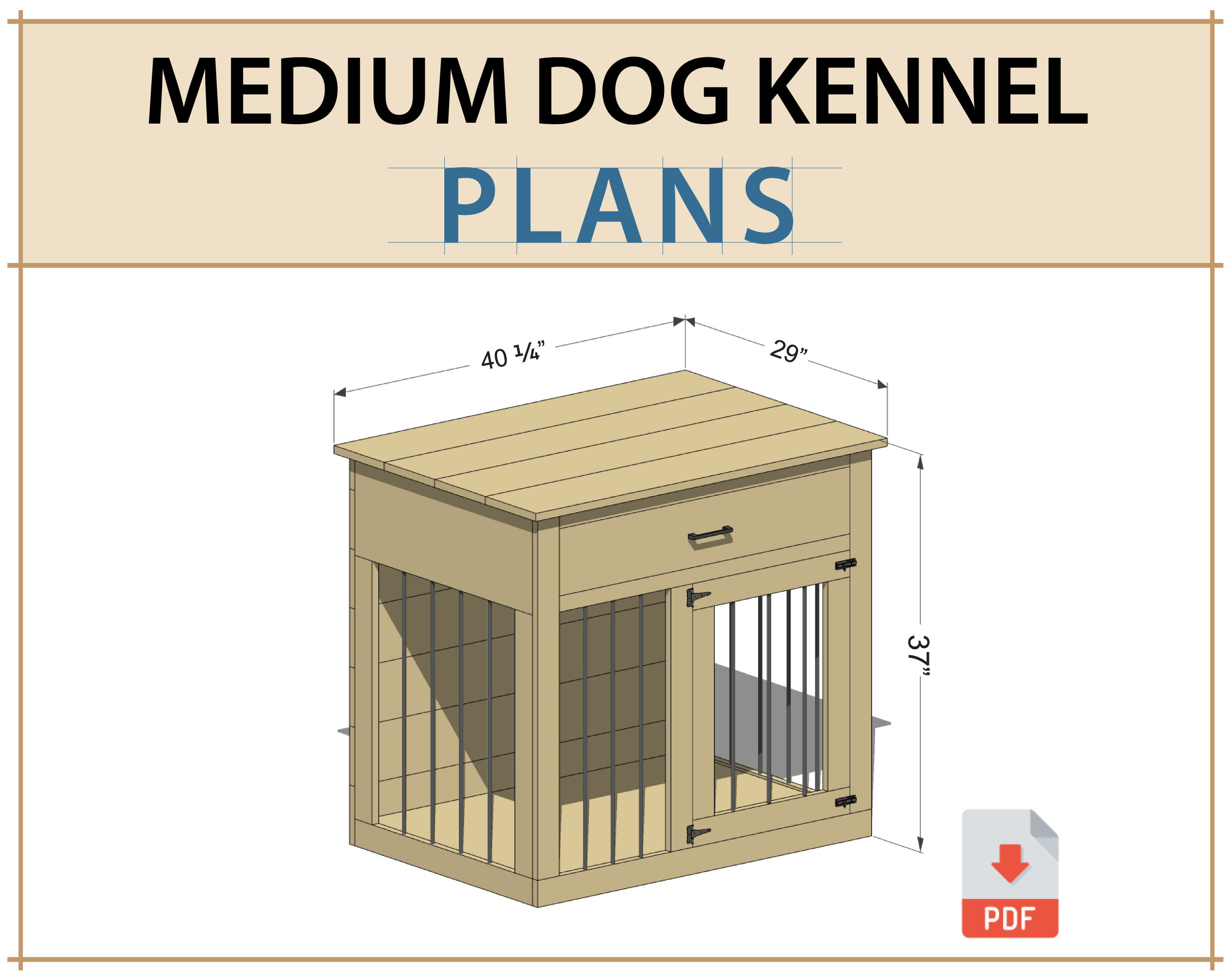 Medium Dog Kennel DIY Plans Dog Crate Furniture Digital picture picture