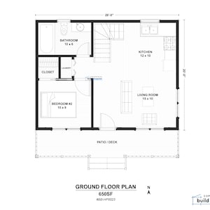 20' x 26' Adirondack Cabin w/ Loft Bedroom Architectural Plans - Custom 650SF Modern Cabin Blueprint image 5