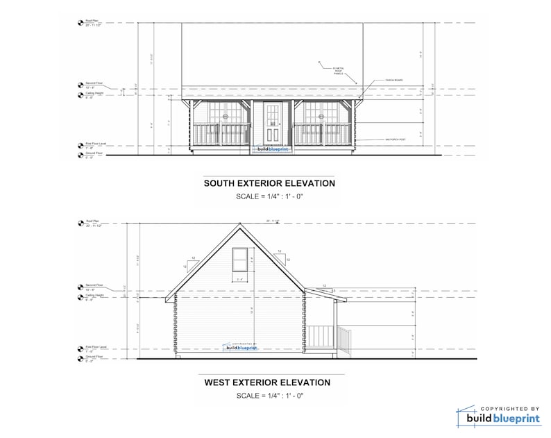 20' x 26' Adirondack Cabin w/ Loft Bedroom Architectural Plans - Custom 650SF Modern Cabin Blueprint image 7
