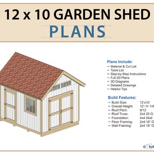 12x10 Garden Shed Plans and Build Guide DIY Woodworking Instructions image 2