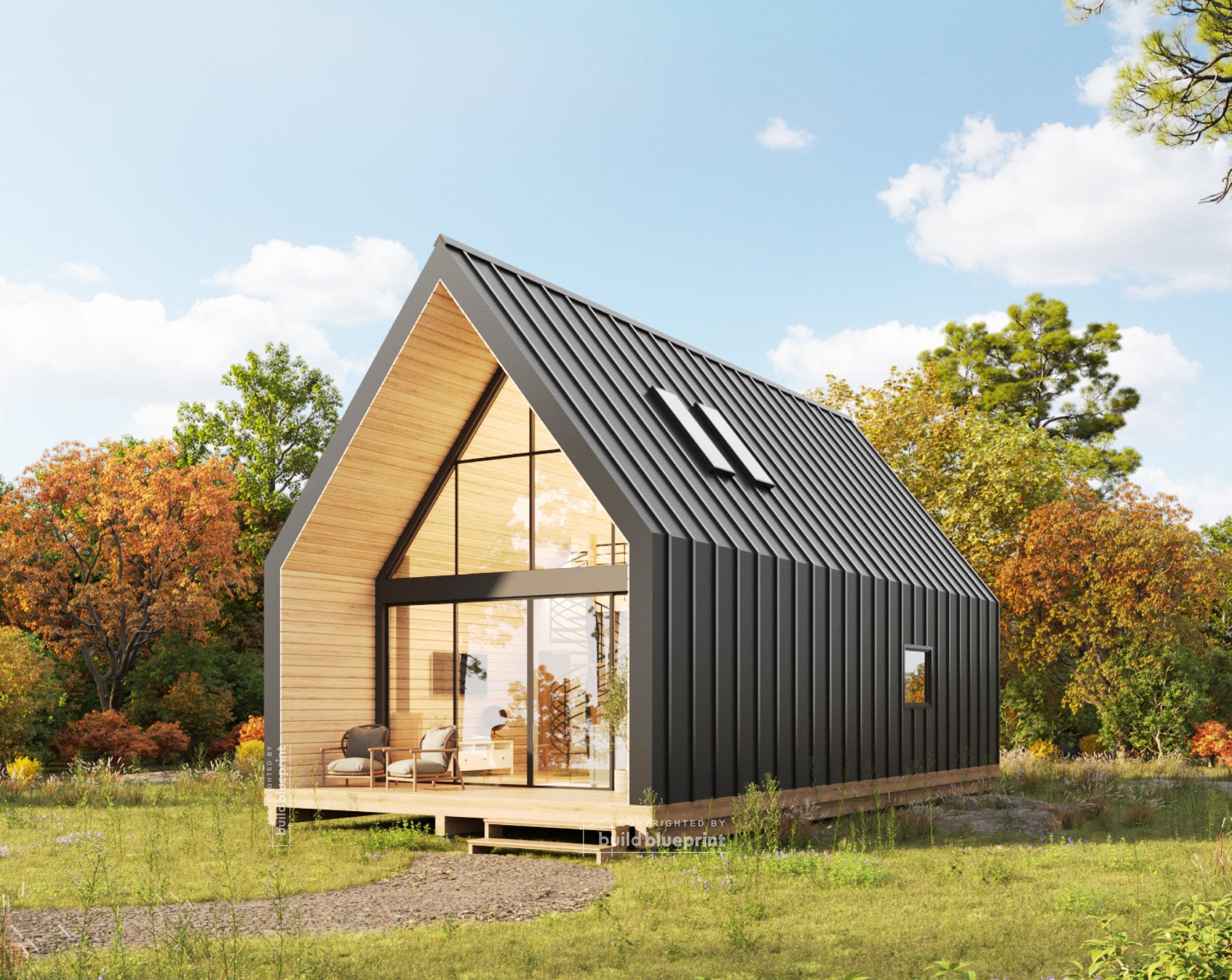 20' X 30' Walden Cabin Architectural Plans - Custom 820SF A-frame House  Blueprint Set - Etsy, image size:2540x2020