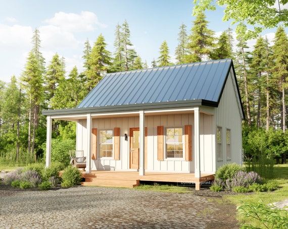 20' x 24' Budget Cabin Architectural Plans - Custom 480SF Tiny House Blueprint