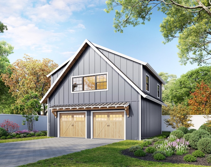 Two Car ADU Garage Loft 22'x22' Architectural Plans - Blueprint Digital ...