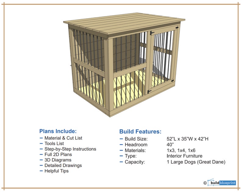 XL Dog Kennel DIY Build Plans Large Great Dane Crate Digital PDF image 2