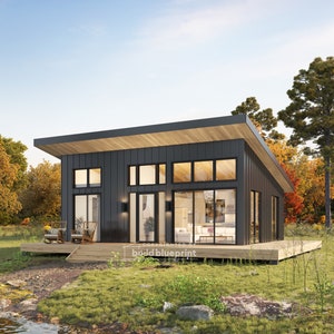 Architectonische plattegronden 22 x 28 inch - Custom 616SF huisblauwdruk met 1 slaapkamer