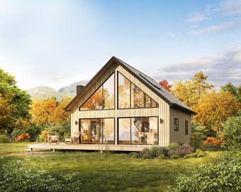 28 'x 28' lange Creek Cabin Architekturpläne - Benutzerdefinierte 1025SF 3 Schlafzimmer Haus Blueprint