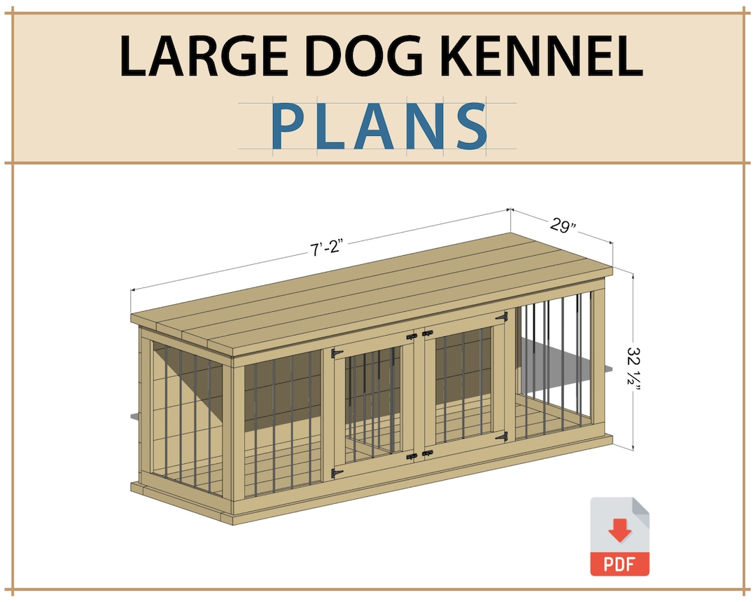 Digital Plans for Large Double Dog Kennel TV Stand DIY Wooden Crate for  Tall Dogs 