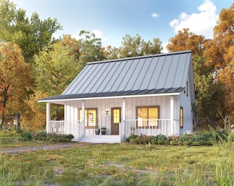 32' x 32' Alpine Cottage Architectural Plans - Custom 1400SF Cabin Blueprint