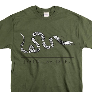 JOIN OR DIE T-Shirt/Ben Franklin/Patriotism/Join or Die Flag/Unisex/Short Sleeve/Join or Die snake/Join or Die shirt/Join or Die/Patriotic