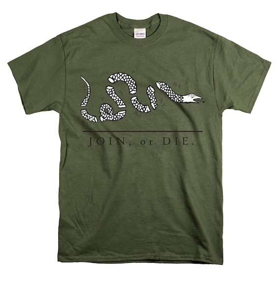 JOIN OR DIE T-Shirt/Ben Franklin/Patriotism/Join or Die Flag/Unisex/Short Sleeve/Join or Die snake/Join or Die shirt/Join or Die/Patriotic