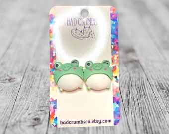 Cute Green Winking Frog Stud Earrings